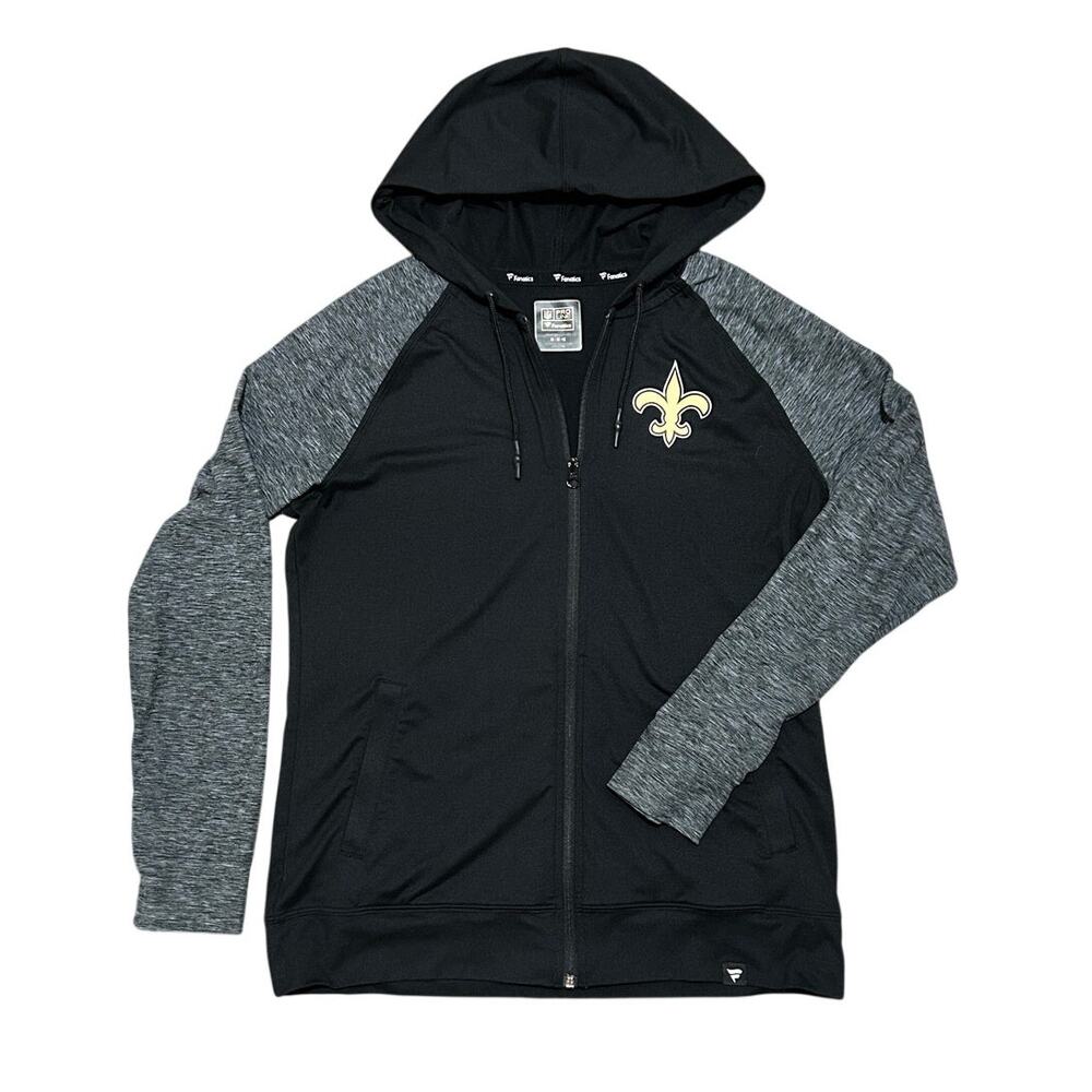 Fanatics NFL New Orleans Saints Full Zip Hoodie Black Gray Men’s M Medium